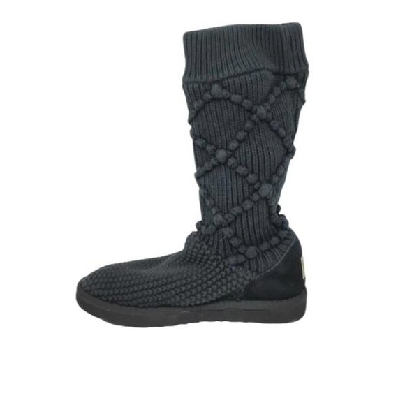UGG - Argyle Knit Crochet- Snow Boots Winter Shoes Size 8🖤🧸🧶 - Picture 2 of 8